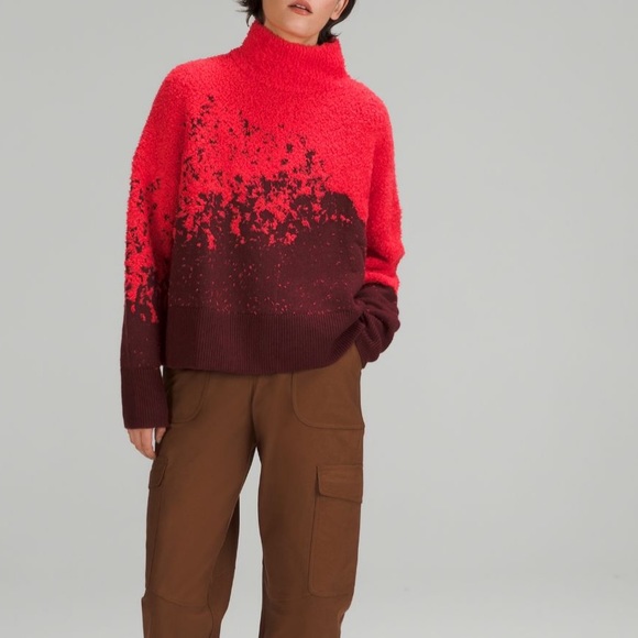 403. Lululemon ombré knit texture turtleneck size 6 in red merlot/carnation red - Picture 4 of 5